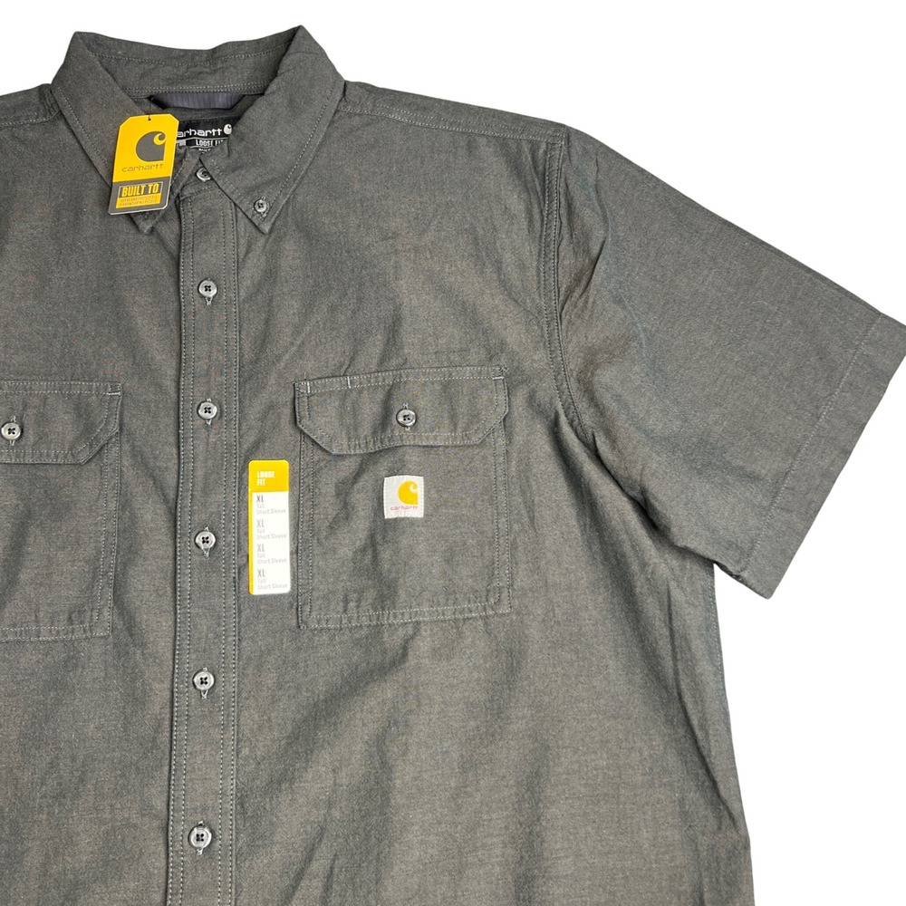Carhartt Mens XL Tall Black Loose Fit Midweight Chambray Shirt 104369-BKC NWT